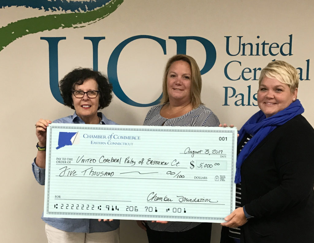 UCP team receiving a donation of $5000 from Chamber of Commerce of Eastern CT