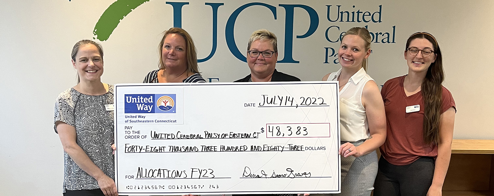 United Way Donates $48,383 to UCP of Eastern CT